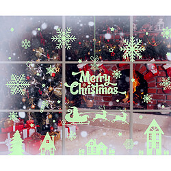 Avis 2pcs Décoration de Noël auto-lumineuse Sticker Snowflake Sticker Noël Statique Sticker Sticker mural lumineux