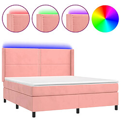 vidaXL Sommier à lattes de lit matelas et LED Rose 180x200 cm Velours