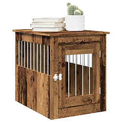 vidaXL Meuble de cage chiens vieux bois 55x75x65 cm bois d'ingénierie