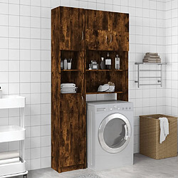 Maison Chic Armoire de bain,Meuble de rangement de salle de bain,Meuble haut Chêne fumé 32x25,5x190 cm Bois d'ingénierie -GKD884196