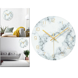 Horloge Murale à Quartz Silencieuse Moderne De 12 Po En Verre Sans Coutil Marbré Bleu Blanc pas cher