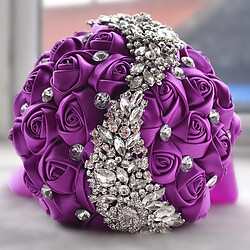 Wewoo Mariage tenant des fleurs bouquet Violet de mariée accessoires demoiselle d'honneur strass partie décoration de fournitures