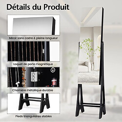 Helloshop26 Armoire à bijoux sur pied avec 12 led doublure intérieure en velours doux angle réglable 36 x 33,5 x 154,5 cm noir 20_0005409