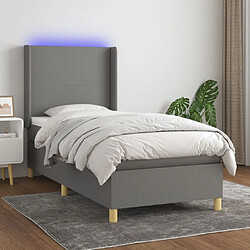 Sommier à lattes et matelas LED,Cadre à lattes de lit pour Adulte Gris foncé 90x200cm Tissu -MN13871