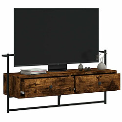 Avis Maison Chic Meuble TV scandinave mural Banc TV suspendu pour salon - chêne fumé 100,5x30x51 cm bois d'ingénierie -MN15517