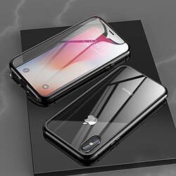 Wewoo Coque Pour iPhone XR Ultra Slim Double Sides Adsorption magnétique Cadre angulaire Aimant en verre trempé Flip Case Noir