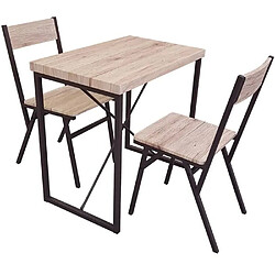 Ensemble de table avec 2 chaises en bois avec struture en métal noir table 80L x 50l x 75H cm / chaise 42 x 39 x 85cm+Urban Living