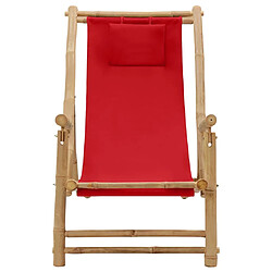 vidaXL Chaise de terrasse Bambou et toile Rouge