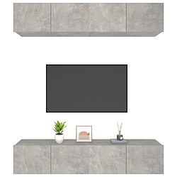 Avis vidaXL Meubles TV 4 pcs gris béton 80x30x30 cm bois d'ingénierie