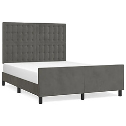 Maison Chic Lit adulte - Cadre Structure de lit avec tête de lit Contemporain Gris foncé 140x190 cm Velours -MN28757