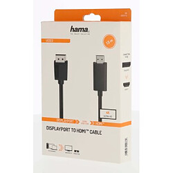 HAMA Câble vidéo, fiche DisplayPort - fiche HDMI, Ultra-HD 4K, 1,50 m