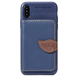 Wewoo Coque Housse en cuir magnétique pour iPhone X, avec porte-monnaie & & cadre photo bleu foncé