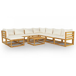 Maison Chic Salon de jardin 9 pcs - Table et chaises d'extérieur - Mobilier/Meubles de jardin Moderne avec coussin Crème Bois d'acacia solide -MN78497