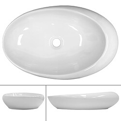 Ecd Germany Vasque en céramique blanc ovale avec bonde de vidage salle de bain 585x375x145mm