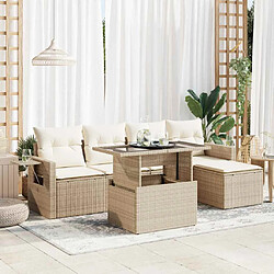 vidaXL Salon de jardin avec coussins 6 pcs beige résine tressée