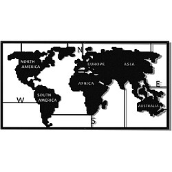 HOMEMANIA Décoration Murale World Map Series - Art Mural - Monde - pour Séjour, Chambre - Noir en Métal, 90 x 2 x 55 cm