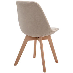 Decoshop26 Chaise de salle à manger x1 design scandinave en tissu crème et piètement à 4 pieds en bois clair 10_0003274