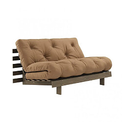 Inside 75 Canapé convertible futon ROOTS pin carob brown matelas mocca couchage 140x200 cm