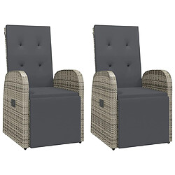 Acheter Salle à manger de jardin 3 pcs,Table et chaise à dîner avec coussins Gris -MN94715