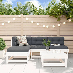 Maison Chic Salon de jardin 5 pcs + coussins - Mobilier/Meubles de jardin - Table et chaises d'extérieur blanc bois massif -MN52498