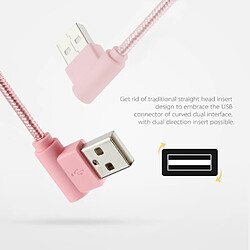 Wewoo Câble rose pour iPhone X / 8 et 8 Plus / 7 7 Plus / 6 6 6 Plus 6 s Plus / iPad de chargement en nylon de 25 cm de style à Lightning de charge double coude, pas cher