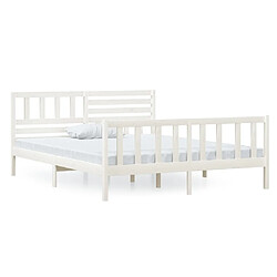 Maison Chic Lit adulte - Lit simple Cadre de lit,Structure du lit Contemporain Blanc Bois massif 120x200 cm -MN98486