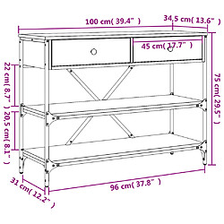 vidaXL Table console avec tiroirs et étagères chêne marron pas cher