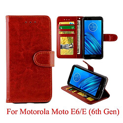 Wewoo Housse Coque Etui en cuir Flip pour Motorola Moto E6 Texture Crazy Horse horizontal avec support & emplacements cartes & Portefeuille et cadre photo Marron