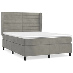 Maison Chic Lit Adulte - Lit simple Lit à sommier tapissier et matelas moelleux - Meuble de Chambre - Gris clair 140x190cm Velours -MN88131