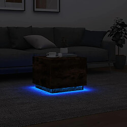 ComfortXL Table Basse Avec Lumières LED Chêne Fumé 50x50x40 Cm pas cher