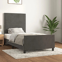 Maison Chic Lit adulte - Cadre Structure de lit avec tête de lit Contemporain Gris foncé 100x200 cm Velours -MN11596