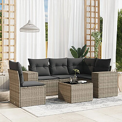 vidaXL Salon de jardin 6 pcs avec coussins gris résine tressée