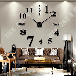 Tech Discount TD® Grande horloge style moderne contemporain accrocher sur mur pour décoration intérieur extérieur noir salon chambre artistique