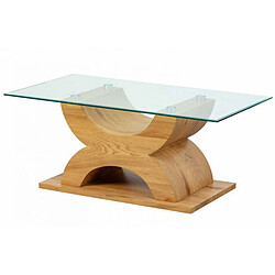 Table basse en bois chêne sauvage et verre - L.110 x H.45 x P.60 cm -PEGANE-