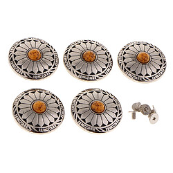 Acheter 5pcs boutons floraux rondes turquoise à visser pour sacoche portefeuille orange