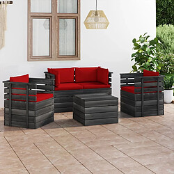 Maison Chic Salon palette de jardin 5 pcs avec coussins,Table et Chaises d'extérieur,Mobilier de jardin Bois de pin massif -MN24063