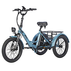 Tricycle électrique FAFREES F20 Mate, moteur sans balais 500 W, batterie 48 V/18,2 Ah, gros pneus 20 x 3,0 pouces - Bleu