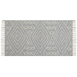 Beliani Tapis en coton 80 x 150 cm gris et blanc KHENIFRA