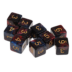 Acheter 10pcs 6 sided dés d6 dés polyédriques pour les donjons et les dragons jeux de table bleu rouge