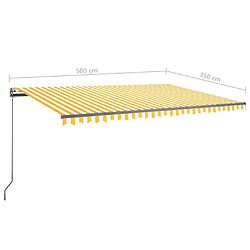 vidaXL Auvent manuel rétractable sur pied 500x350 cm Jaune/Blanc pas cher