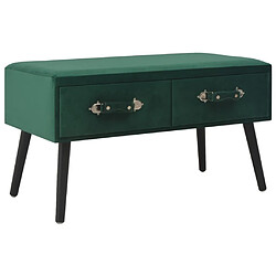 Helloshop26 Banquette pouf tabouret meuble banc avec tiroirs 80 cm vert velours 3002142