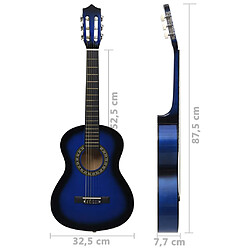 vidaXL Guitare classique avec sac de débutants et enfants Bleu 1/2 34" pas cher