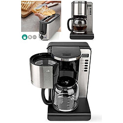 NEDIS Cafetière Machine à café Programmable INOX 15 tasses 1000W + Grille-pain inox large fentes 1000W Haute qualité