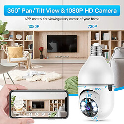 Avis caméra IP panoramique panoramique/inclinable à 360 degrés, 2,4 GHz WiFi 1080P Caméra de surveillance à domicile intelligente avec alarme de détection de mouvement vision nocturne conversation bidirectionnelle intérieur extérieur