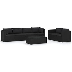 vidaXL Salon de jardin 7 pcs avec coussins Résine tressée Noir