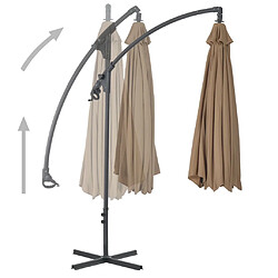 Avis Helloshop26 Parasol meuble de jardin en porte-à-faux avec poteau en acier 300 cm taupe 02_0008651