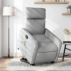 Maison Chic Fauteuil Relax pour salon, Fauteuil inclinable de massage électrique Gris clair Tissu -GKD18152