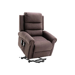 Vente-Unique Fauteuil massant en tissu avec releveur électrique - Marron - LOVARI pas cher