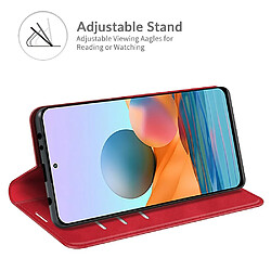 Etui en PU Toucher cutané auto-absorbé avec support rouge pour votre Xiaomi Redmi Note 10 Pro