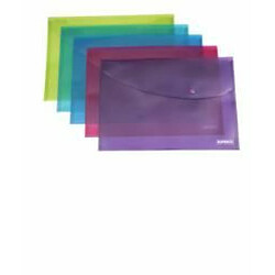 Rapesco Pochette Porte Document avec Bouton Pression en Polypropylène Transparent Papier Ministre (Lot de 5) en Couleurs Assorties